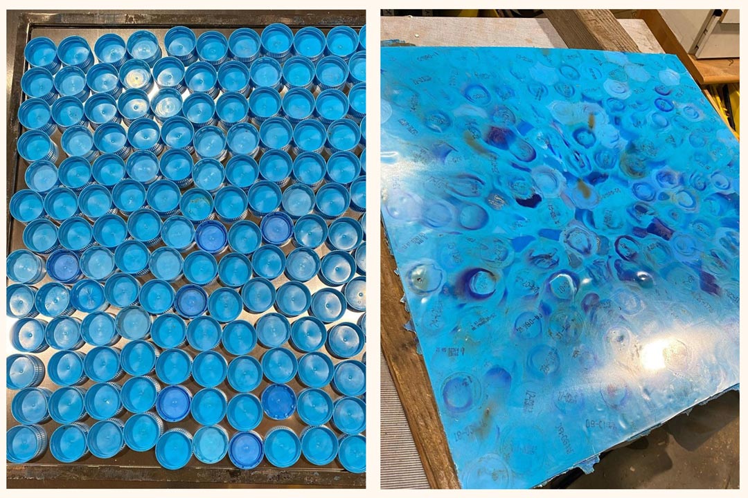 Colorful plastic bottle caps for recycling